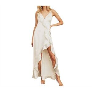DRESS FORUM kelsey asymmetrical ruffle hem maxi dress in white 4